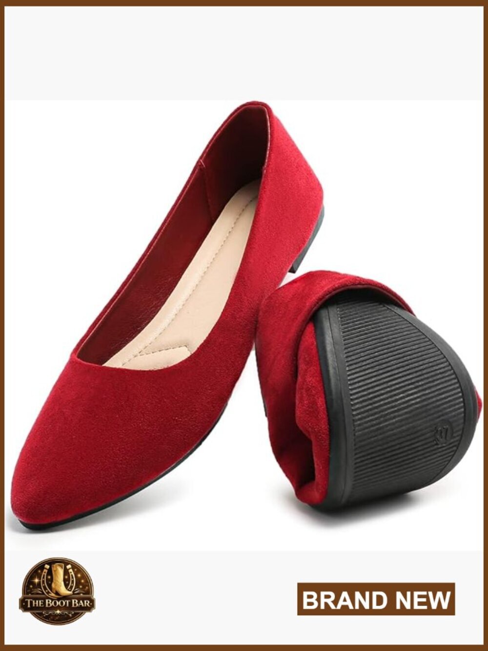 Pointed Toe Ballet Flats Suede Slip On Comfortable Lightweight Dress Shoes